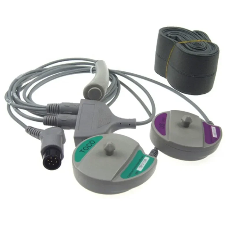 Reusable Fetal Device 3 in 1 Ultrasound FHR Transducer 7 Pin for Goldway UT3000B Twins Transducer With Event Marker