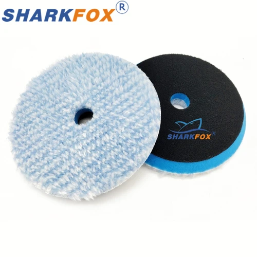 Imagen 2 del producto Sharkfox-almohadilla de pulido de microfibra azul, 5/6 pulgadas, para carrocería de coches, ruedas de pulido de microfibra para pulidor de coche DA/RO