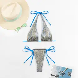 Sexy brokatowy halter triangle micro mini bikinis zestawy dwuczęściowy kostium kąpielowy damskie stringi stroje kąpielowe biquini