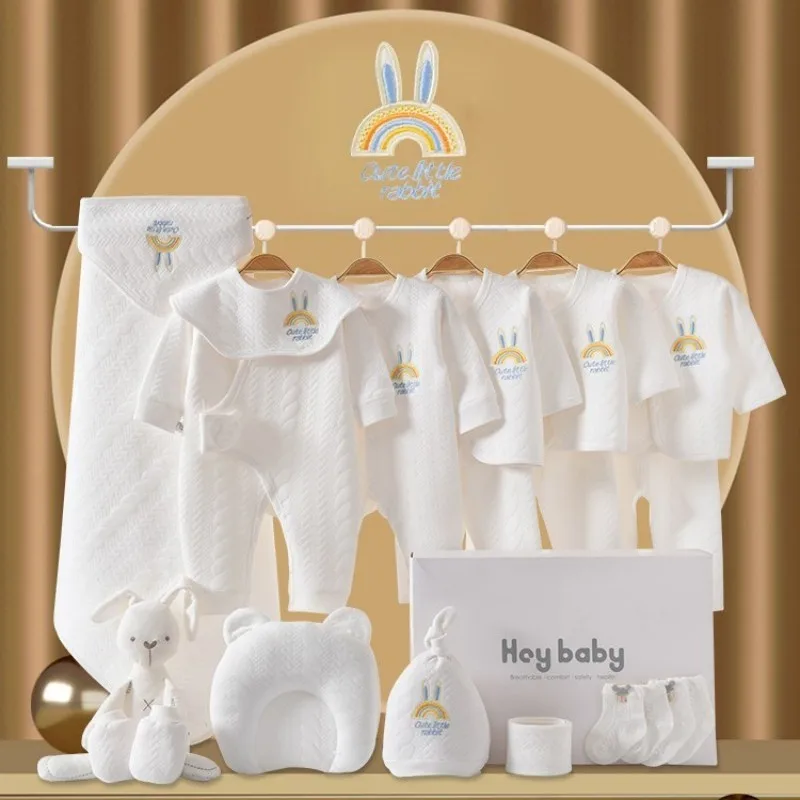 

15/18/20pcs Newborn Pure Cotton Clothes Set Baby Clothing Suit Unisex Infants Boys Girls Rainbow Rabbit Set 0-6M Without Box