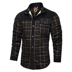 Men Plaid Shirts Coats Winter Fleece Warm Shirts Jackets High Quality Men Cotton Loose Business Casual Outerwear Shirts Jackets