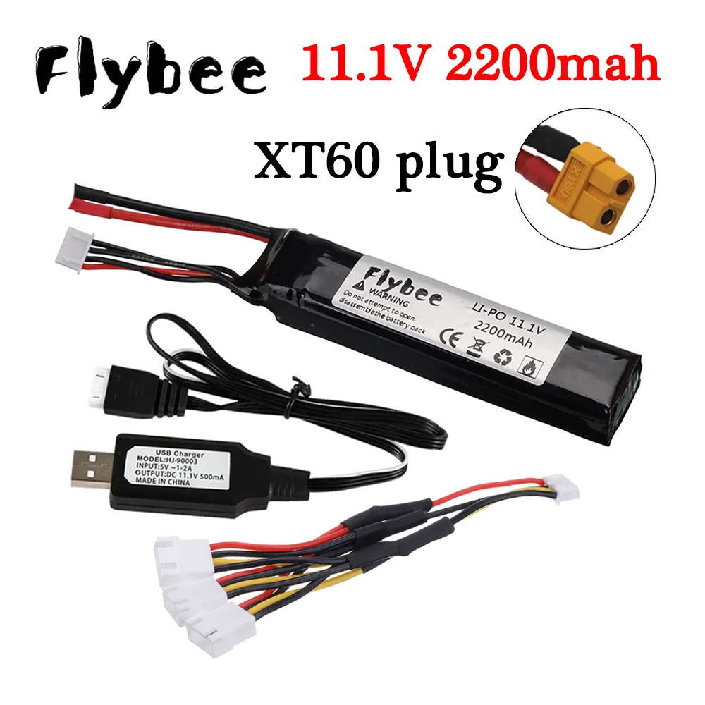 Batterie Lipo pour odorà eau 3S, 11.1V, 2200mAh, 40c, pour Mini Airsoft BB, pistolets jouets électriques, pièces RC, compte 60, fiche #103mm