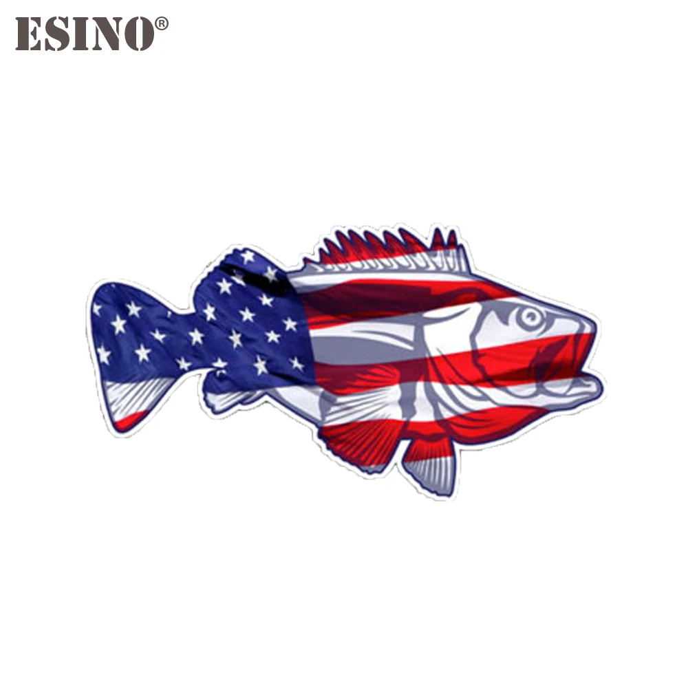 Car Creative USA America National Flag Map Funny Fish Cartoon PVC  Waterproof Car Body Sticker Pattern Vinyl