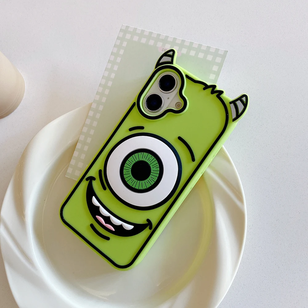 Lustige Monster Weiche Silikon-Handyhülle für iPhone 16 15 Pro Max 14 13 12 Pro Max 11, niedliche 3D-Cartoon-stoßfeste Rückseite – Detail 3