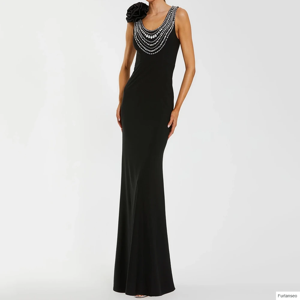 

Вечерние платья трапециевидной формы по индивидуальному заказу, длиной до пола, с круглым вырезом, без рукавов, платье для выпускного вечера, модное простое драпированное вечернее платье с цветами и кристаллами