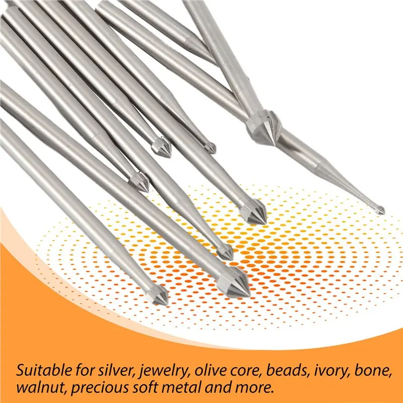 10 Pcs Jewelry Setting Burr - 3/32Inch Shank Stone Setting Burs Cylinder - Cone Shape Lapidary Making Tools-A55K