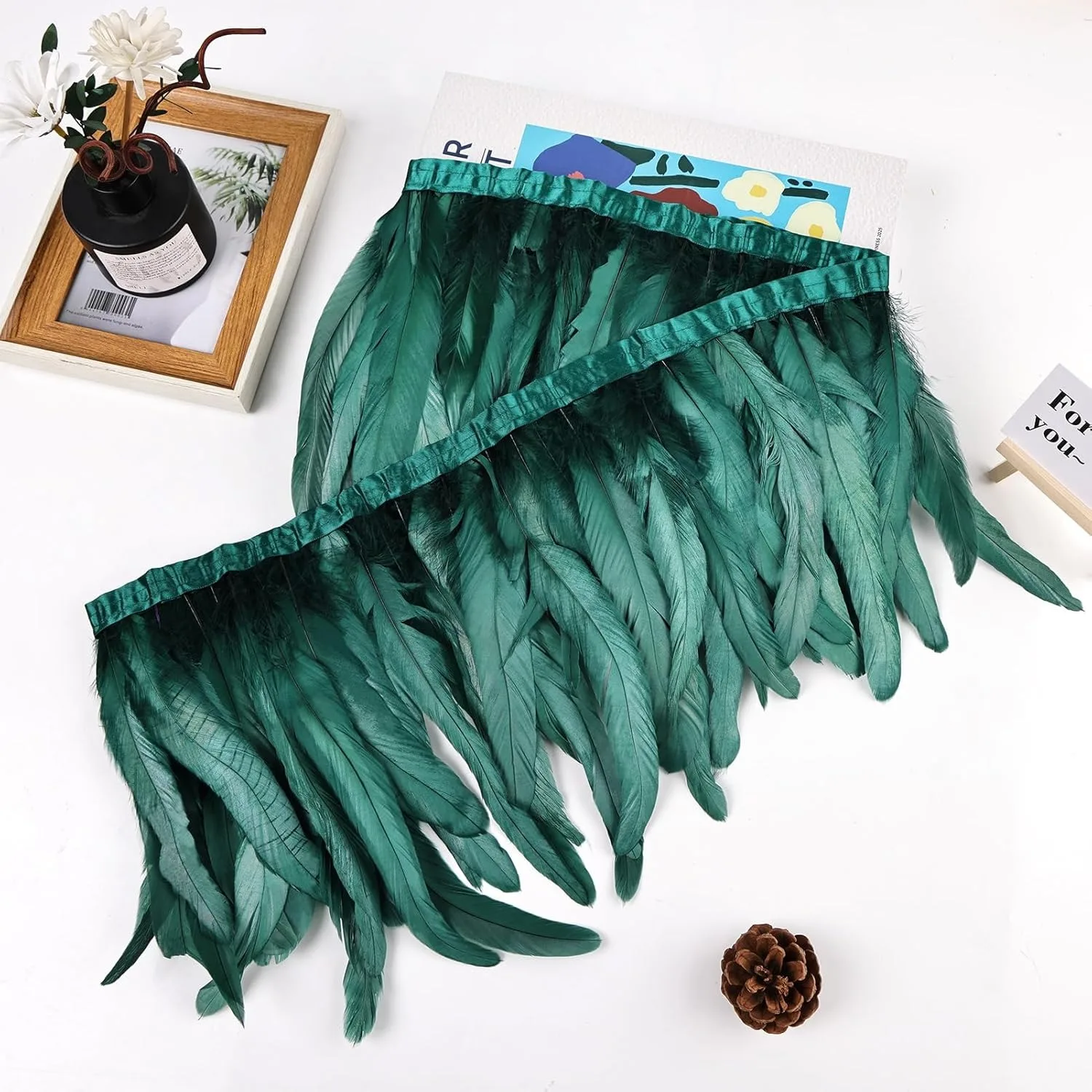 

15-35cm/5.91-13.78inch 2Meters Rooster Tail Feathers Trims Cock Blue Green Dress DIY Decoration Accessories Crafts Ribbon Plume