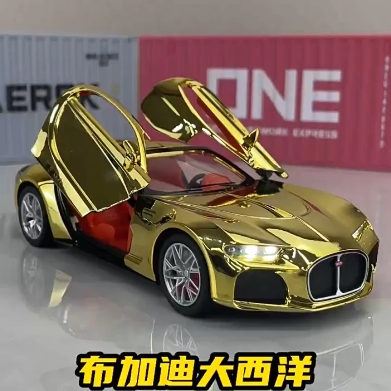 Bugadi – voiture de sport atlantique 1:24, Simulation en alliage métallique moulé sous pression, modèle de voiture, son et lumière, Collection de jouets pour enfants, cadeaux