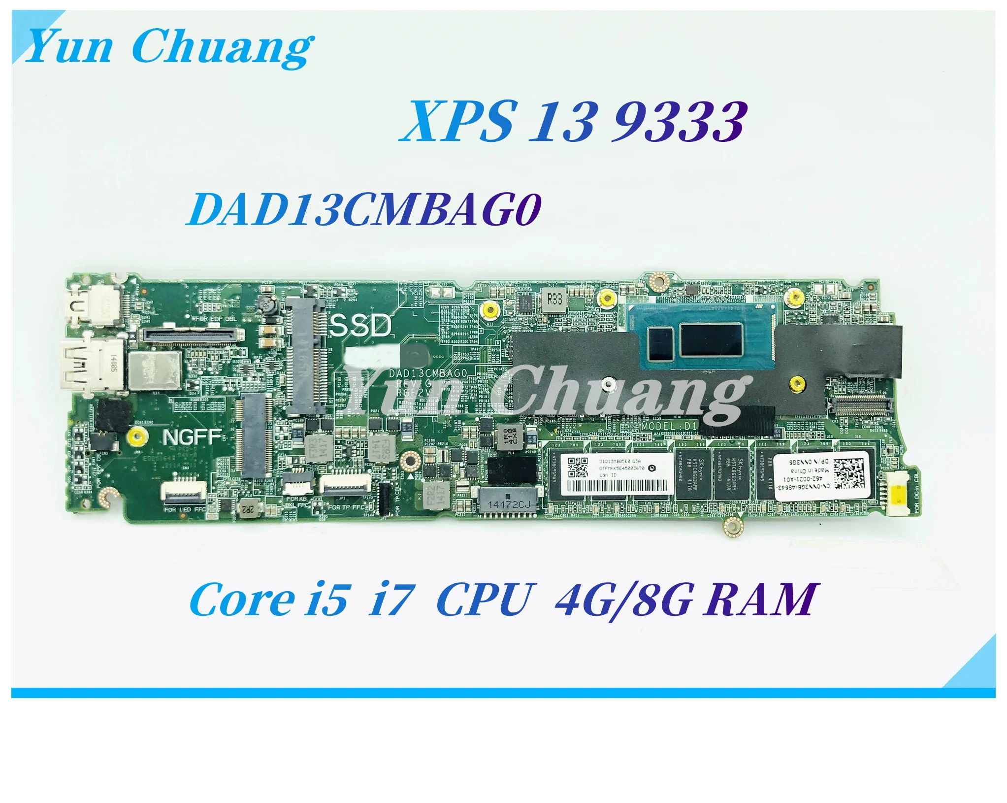 لوحة ام cn-08vjyp cn-0nn3g6 دادا13cmbag0 لأجهزة ديل xps 13 9333 ، مع وحدة معالجة مركزية core i5 i7 ، ذاكرة وصول عشوائي 4 جيجابايت/8 جيجابايت ، ذاكرة وصول عشوائي 100%