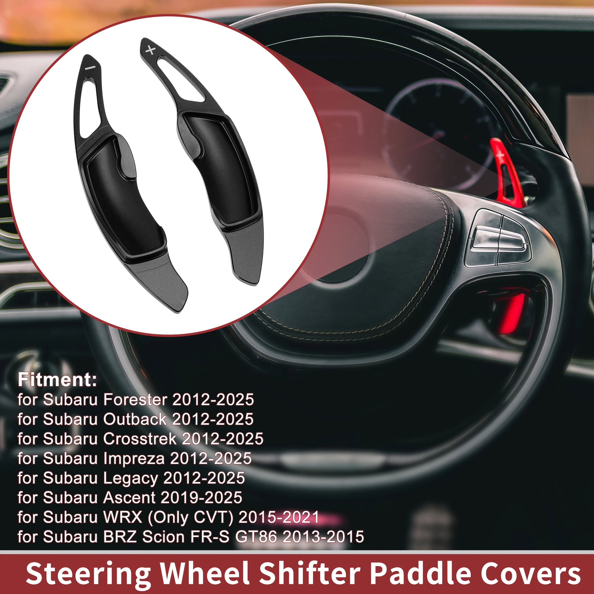 

UXCELL 1 пара черных лопастей рулевого колеса из алюминиевого сплава для Subaru Outback 2012-2025 гг.