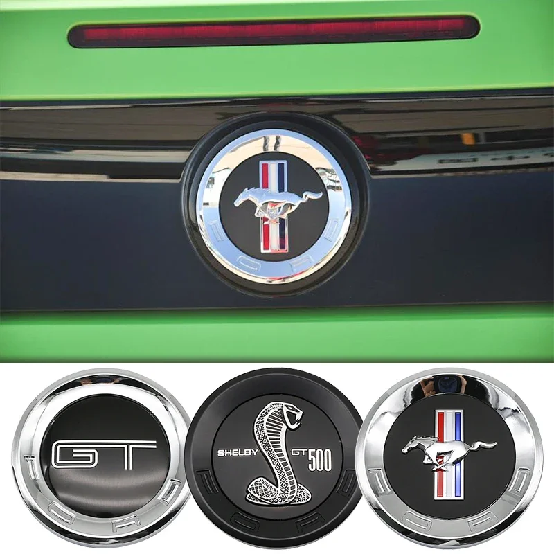 Emblema trasero de coche ABS, pegatina redonda para maletero, logotipo GT para Ford Mustang 5.0 ROUSH SHELBY GT 500 Cobra LAGUNA, forma de cobra para la caja trasera