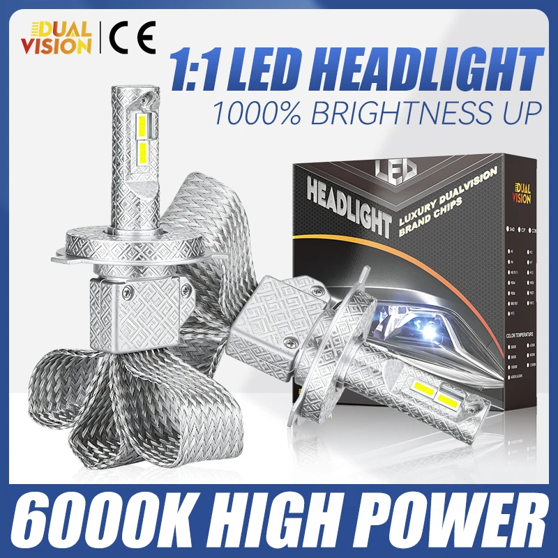 H7 H4 H11 LED المصابيح الأمامية CSP رقاقة H1 HB3 9005 HB4 9006 H8 H9 ضوء السيارة 6000K 12V بدون مروحة شرائط النحاس مرحبا/لو شعاع 12V 24V #1