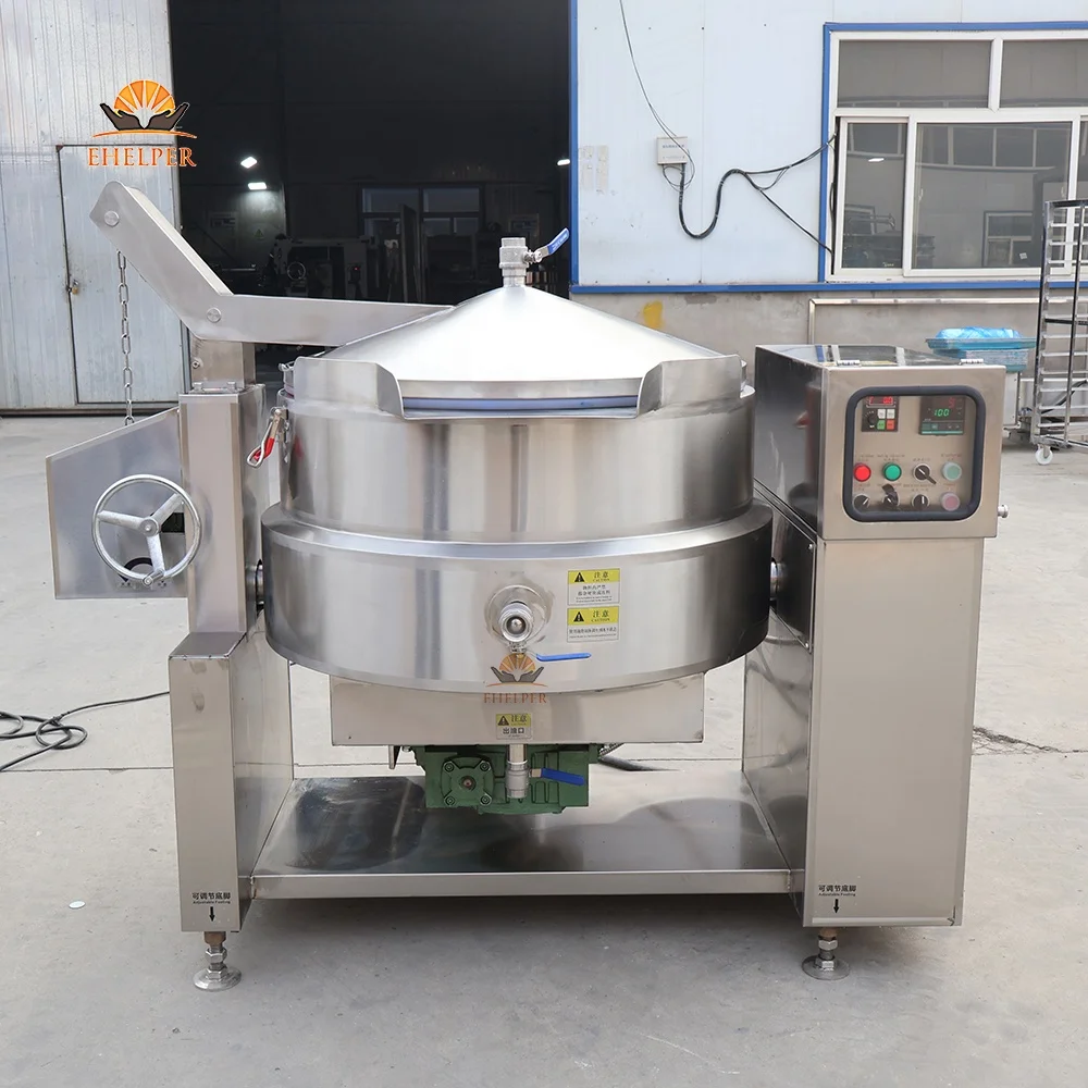 200L Industrial Electric Heating Jacketed Kettle, Double-Layer Design Ideal For Ketchup/Curry Simmering, Food Factory Equipment