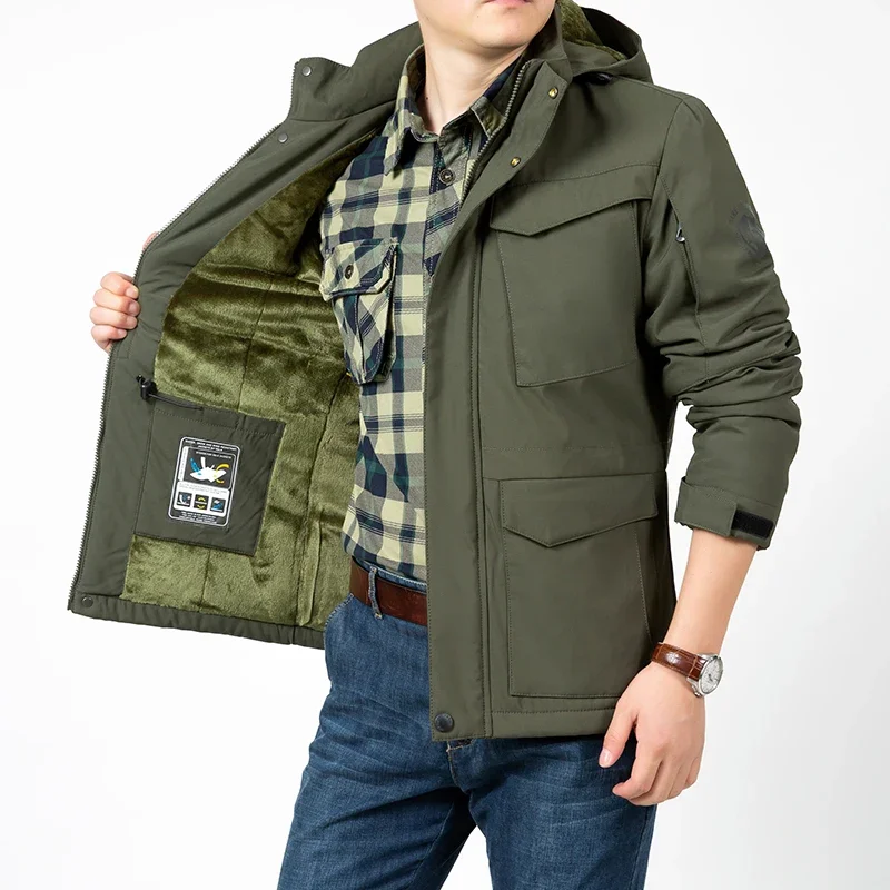 

Новая осенне-зимняя теплая куртка-карго, куртки-парки-пуховики, уличное пальто с капюшоном, повседневная ветровка, толстое теплое пальто, мужская куртка