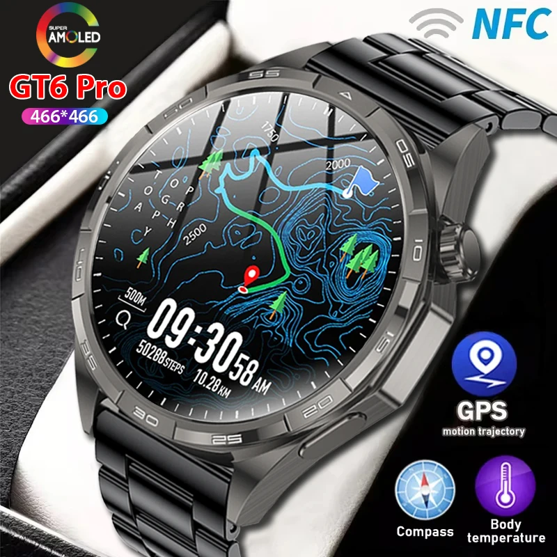 

2025 New GT6 Pro Smart Watch Global Version GPS Tracking Compass NFC IP68 Waterproof BT Call Ceramic and Titanium Smartwatch iOS