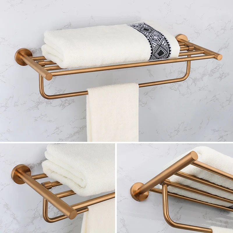 Brushed Rose Gold Bathroom Accessories Toilet Brush Paper Holder Towel Rail Rack Bar Hooks Toothbrush Holder Stainless Steel