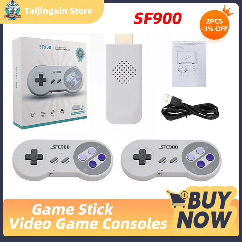 Console de jogo sem fio 2.4g, para snes nes hdmi, jogo retrô para sfc drive sf900, dropshipping, presente de natal para crianças
