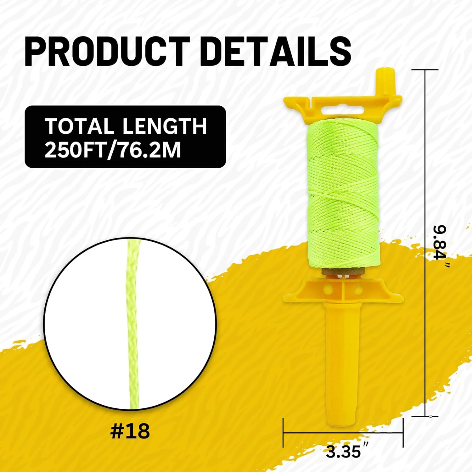 2PCS 18# 250F Handle-Style Mason Line - Architectural Line for Gardening, Construction, Kite Flying & DIY Multi-Purpose Applicat