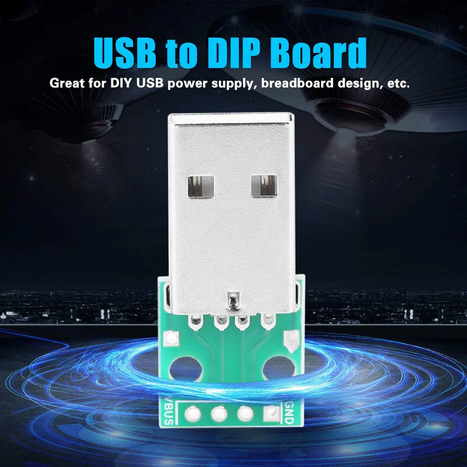 USB to DIP Board USB Type A Male Plug to DIP Adapter Board 4 Pin 2.54mm Pitch Adapter for DIY USB Power Supply Breadboard