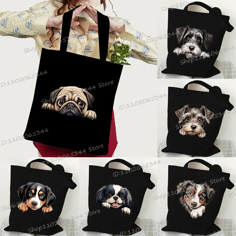 Bolso de mano con gráfico de perros divertidos para mujer, Bulldog Francés Rottweiler BoykinSpaniel, bolso de hombro para amantes de los animales, tendencia de perro de raza diferente