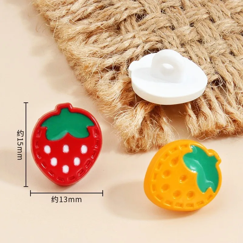 10pcs Resin Strawberry Buttons Colorful Cartoon Candy Color Fruit Buttons for Children Sweater Cardigan Shirt Coat Decor Sewing