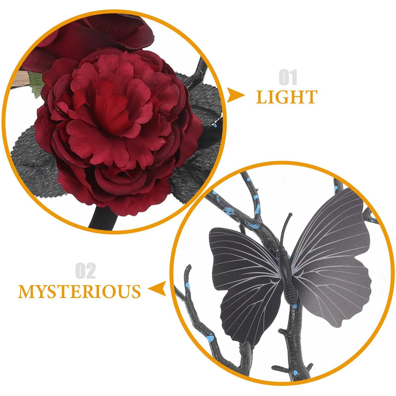 

Rose Headband Gothic Halloween Headdress Lightweight Comfortable Party Cosplay Hair Hoop for Women Girls Ladies