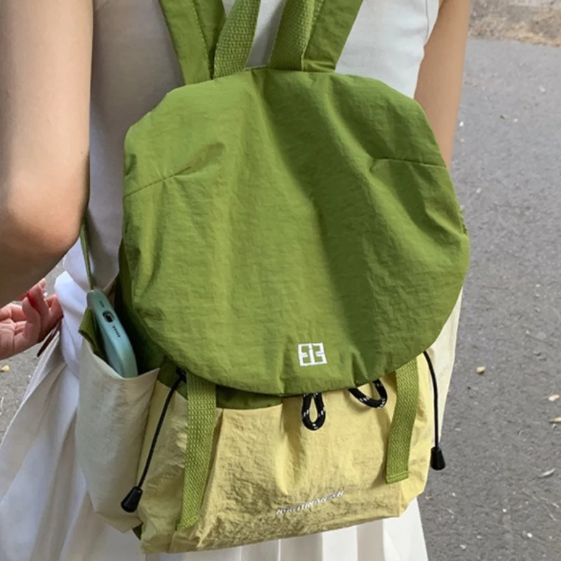 Outdoor Casual Streetwear Simple Patchwork Backpack Contrast Color School Bags Women All Match Y2k Aesthetic Students Travel Bag