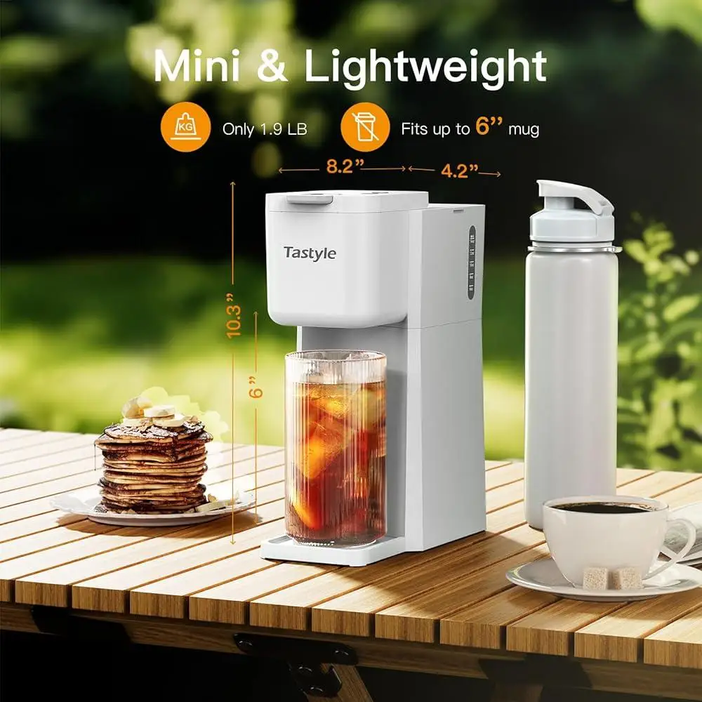 Caffettiera portatile Mini macchina per la produzione calda e ghiacciata compatibile con K-Cup e caffè macinato facile da pulire con libro delle ricette