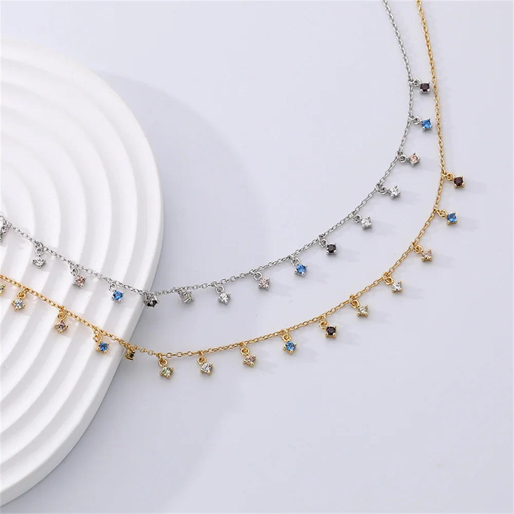 

Винтажное ожерелье с кисточками - S925, уникальный роскошный воротник с корейским цветным цирконом