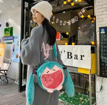 24×22公分 初音未來單肩包 新款背包 可愛動漫女孩毛絨卡通卡哇伊背包 學生書包 兒童禮物玩具 8 最佳銷售 可愛迷你背包 - №1