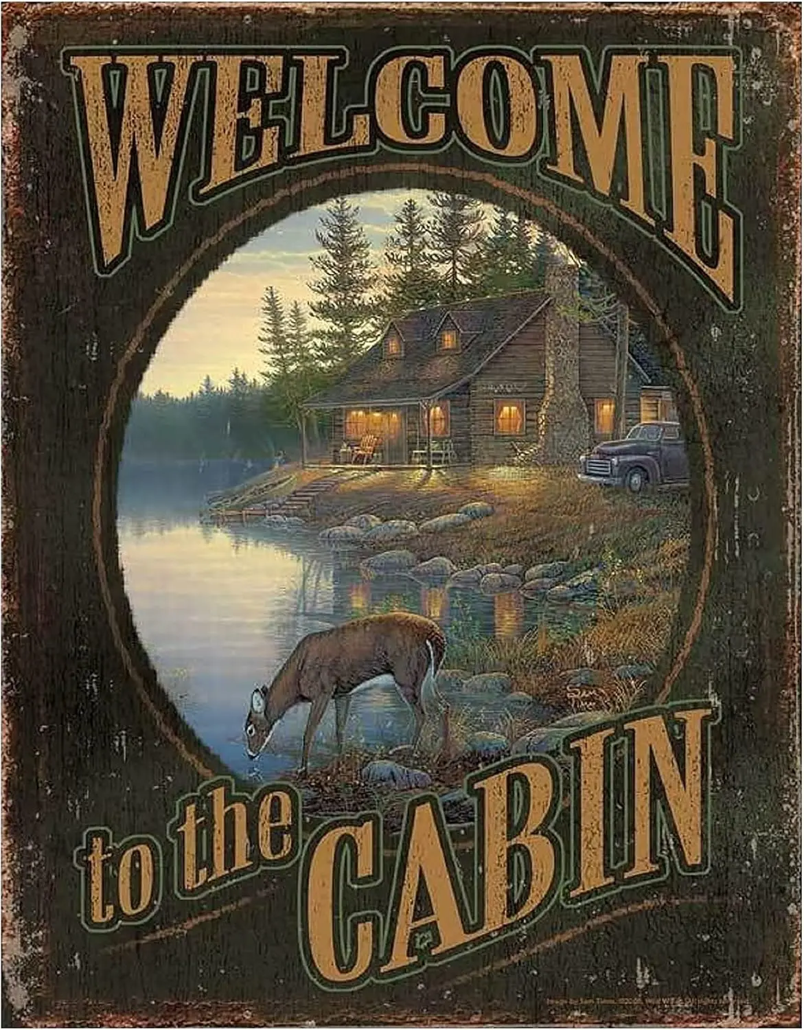 Wild Wings Cabin Tin Sign by Sam Timm 1pc sign sign