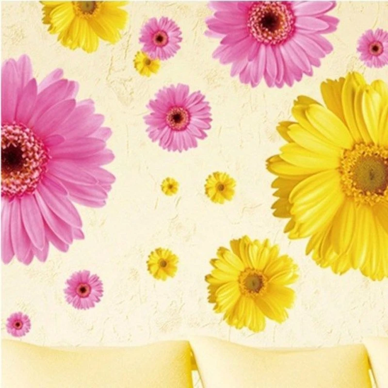 Warm and Romantic Girl Heart Chrysanthemum Wall Sticker Living Room Bedroom Sofa TV Background Wall