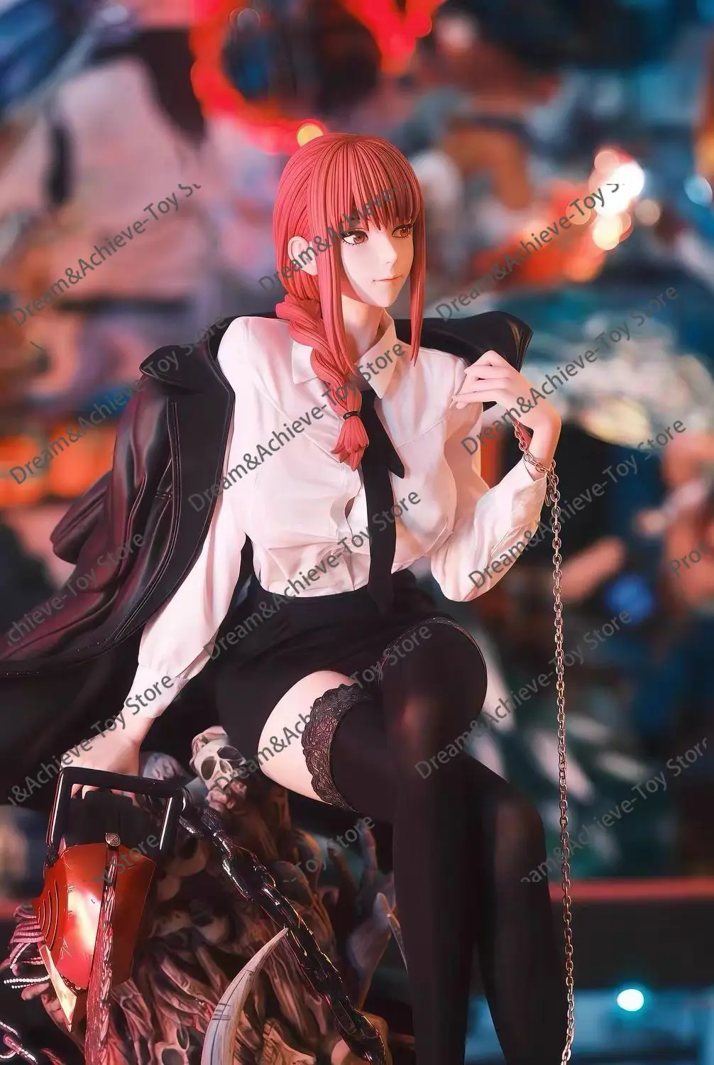 46cm/18.11in Anime Chainsaw Man Figure Makima Action Figures Pvc Statue Desktop Ornamen Collection Model Toys Gifts