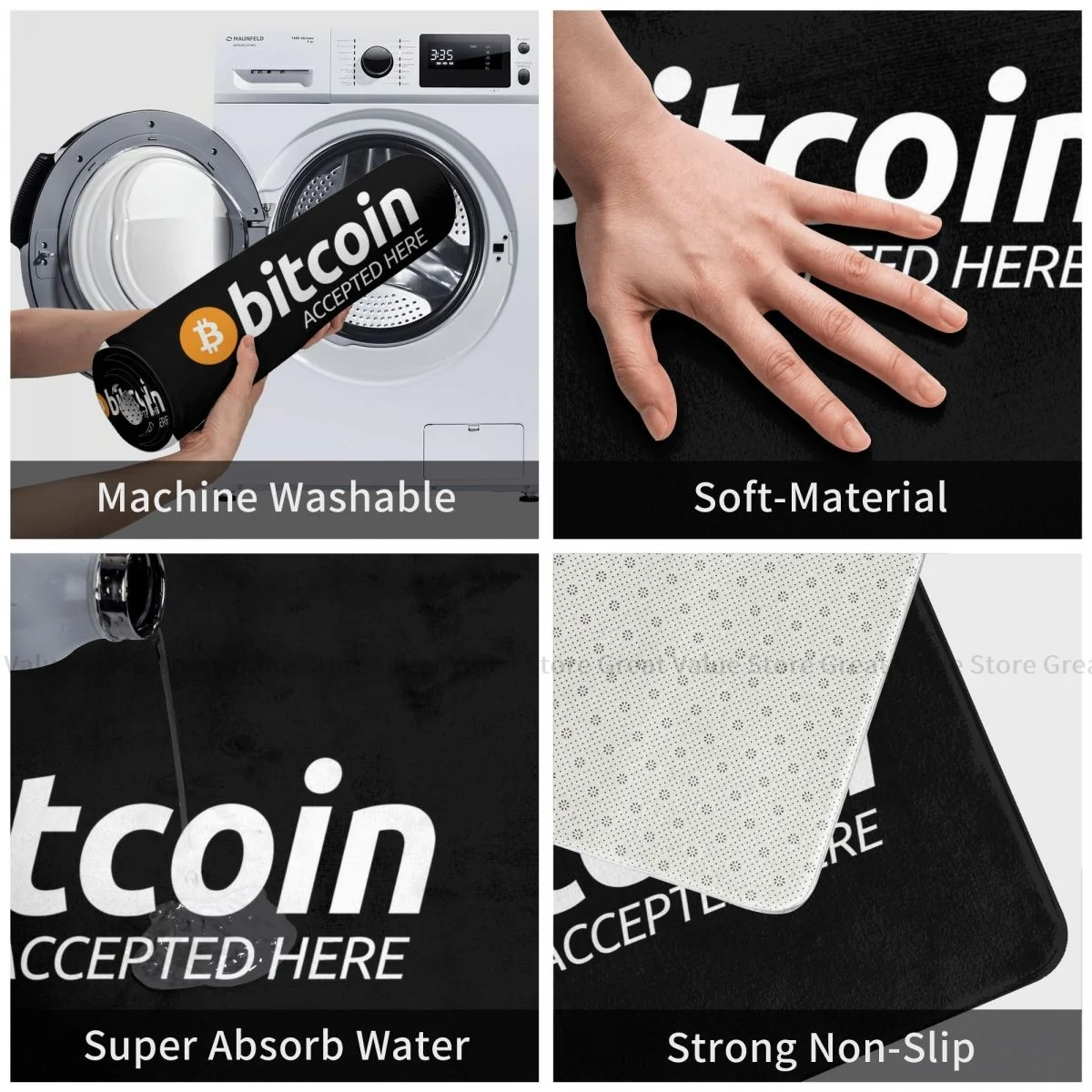 Cryptocurrency Bedroom Mat Bitcoin Accepted Here Doormat Living Room Carpet Outdoor Rug Home Decoration