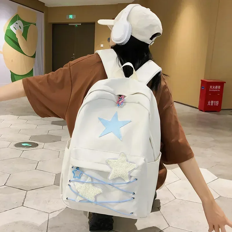 Korean Sweet All Match Star Backpacks Japanese Women Streetwear Y2k Aesthetic Schoolbags High-capacity Kawaii Backpack Students