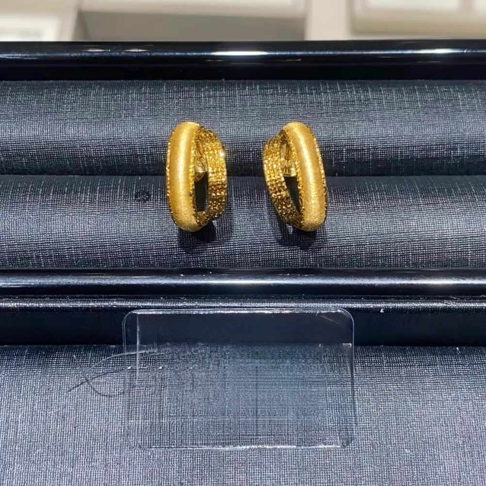 Luxury 18 K Gold Color Double Ring Earrings for Women Girlfriend Wedding Birthday Stud Earrings Jewelry Gifts Not Fade