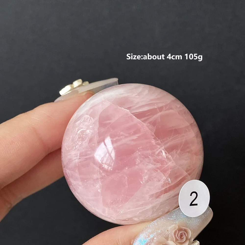Natural Rose Quartz Sphere, Polished Pink Crystal Massage Stone, Reiki Meditation Bedroom Decor Souvenir