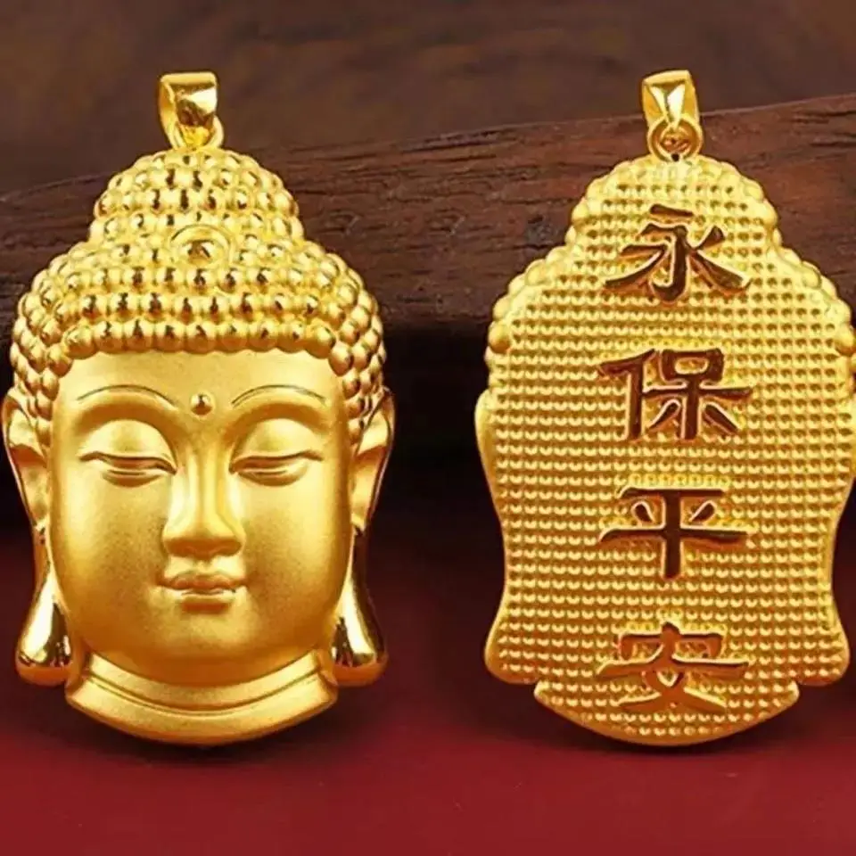 

UMQ Copy 100% Vietnam Placer Gold Buddha Pendant Ancient Frosted Men's and Women's Lucky Charm Necklace