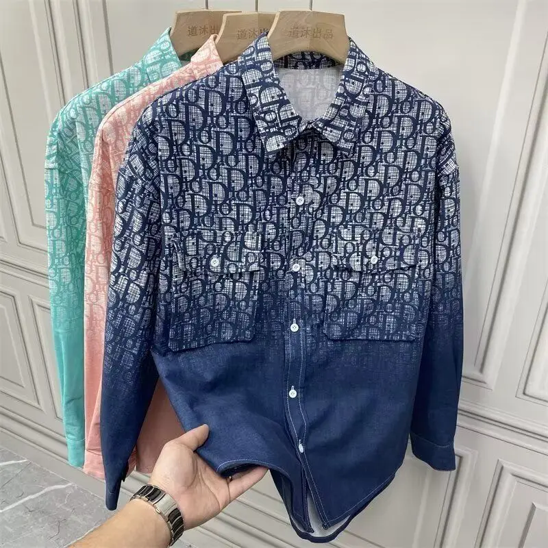 

New Men's Casual Loose irt Autumn Faion Versatile Outerwear Stand Fit Long Sve Pure Color Collared Open Cardigan