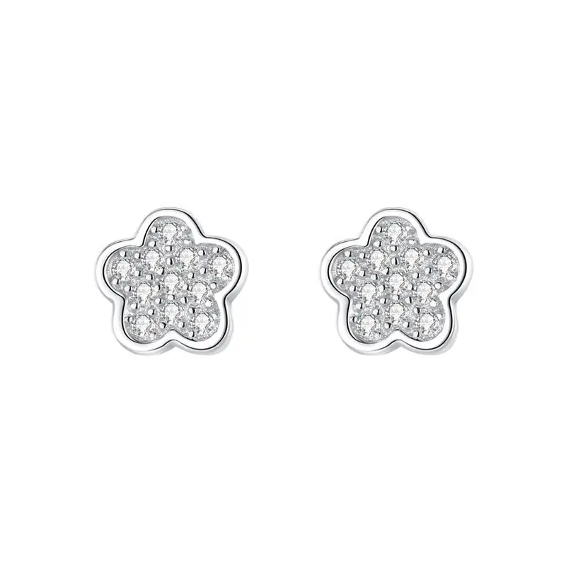 

Girls S925 Sterling Silver Exquisite Diamond Flower Earrings Studs