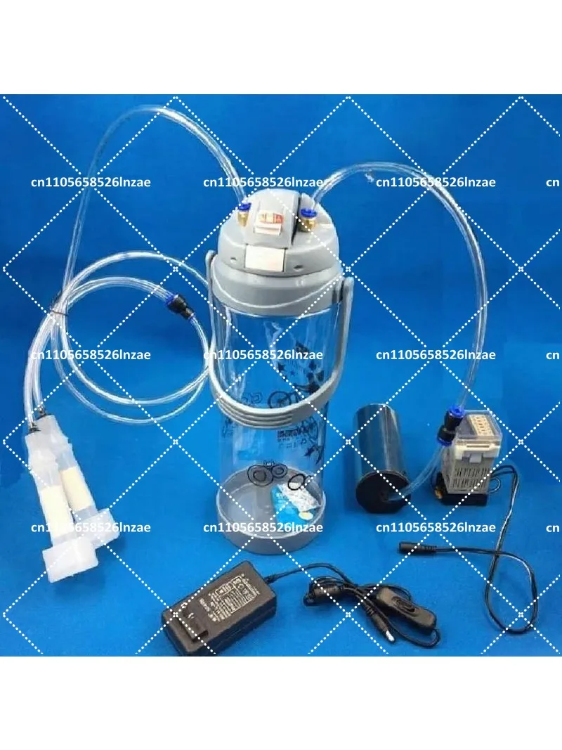 Portable Electric Cow Milking Machine, Dual Teat Impulse Milker with Automatic Vacuum Pump for Goat Sheep Livestock