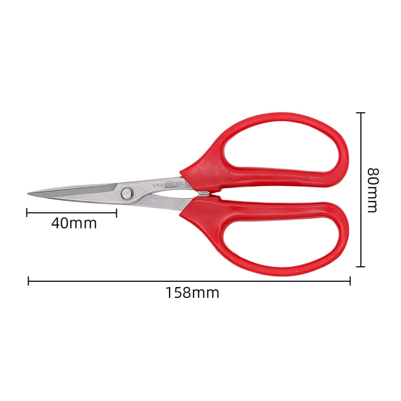 스테인레스 스틸 과일 포도 가위, 레드 PP 편안한 손잡이 전정 가위, 분재 꽃용 원예 도구, 도매