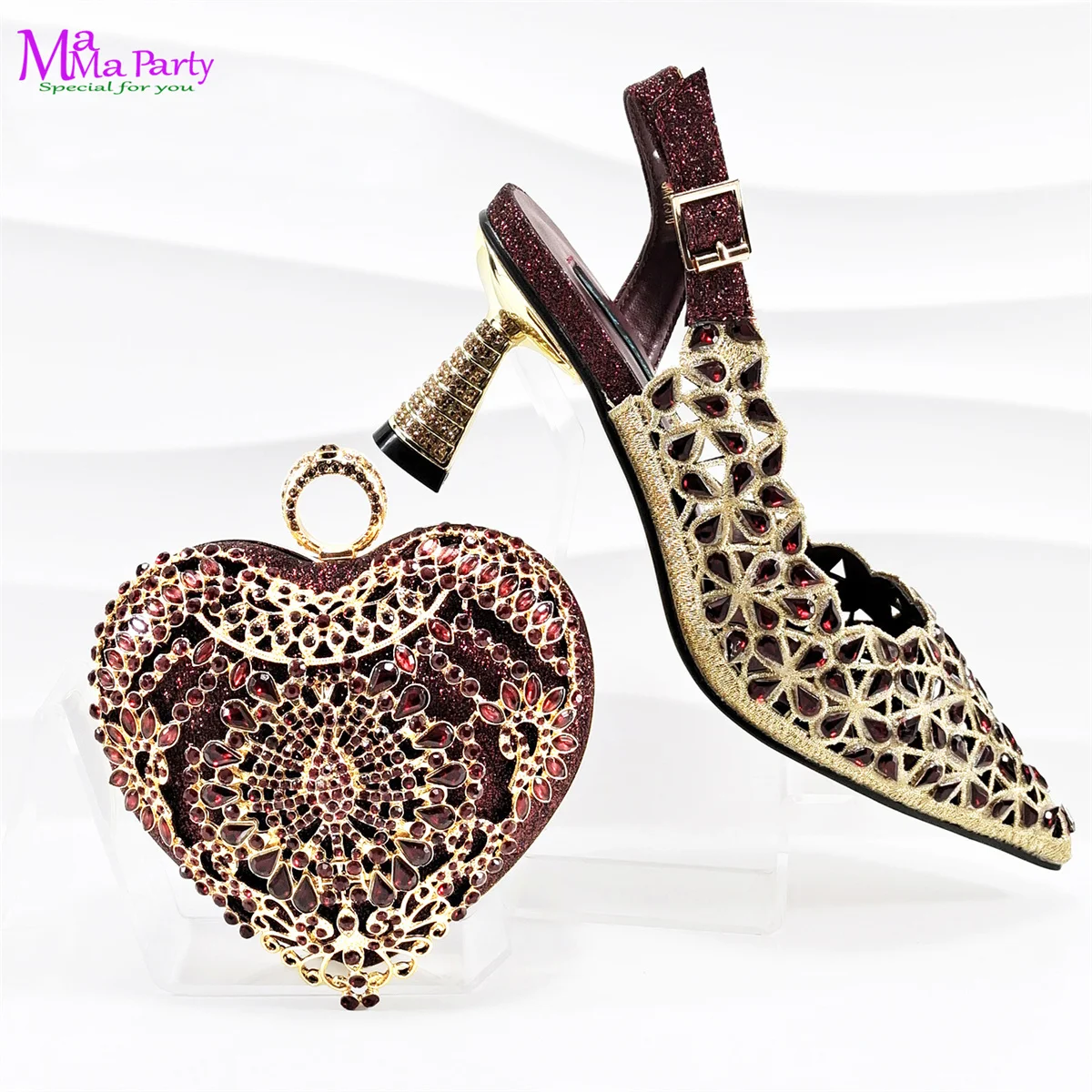 Silver Color Spring INS Hot Sale Italian Women Mature Style Shoes Matching Bag Set Pointed Toe with Small Bag for Party
