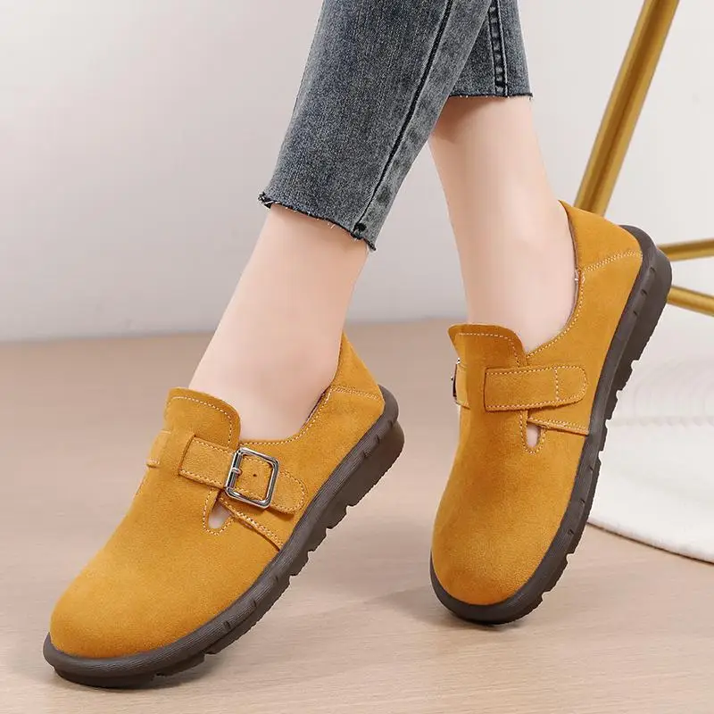 

Tendon Bottom Moccasins Women's Spring and Autumn Genuine Leather Soft Bottom Flat Shoes Moccasins Flat Loafers