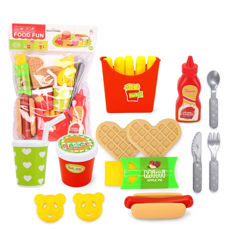 Pretend Play Mini Kitchen Food Educational Toy Role Playing House Games Kids Kitchen Toys Fast Food Restaurant Hamburger Sets