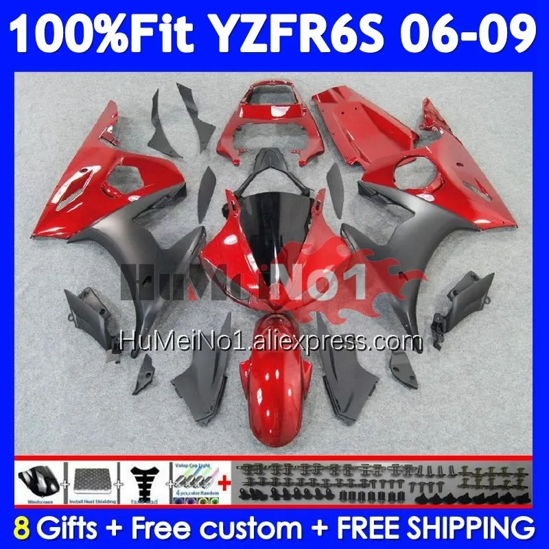 

OEM Kit For YAMAHA YZF R6 S YZF R6S 06-09 362No.6 YZF-R6S YZFR6S 2006 Red black 2007 2008 2009 06 07 08 09 Injection Fairing