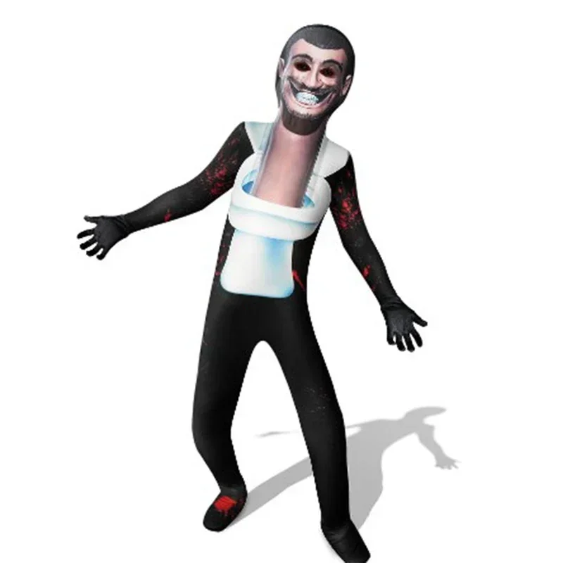 Skibidi Toilet Costume Game Cosplay Speaker Man TV Man Bodysuit Jumpsuit Mask Cosplay Halloween Costumes for Men Kids