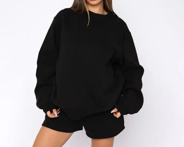 

Round Neck Pullover Long Sleeve Sweater Shorts Set New Fashion Hot Selling Women's Wear