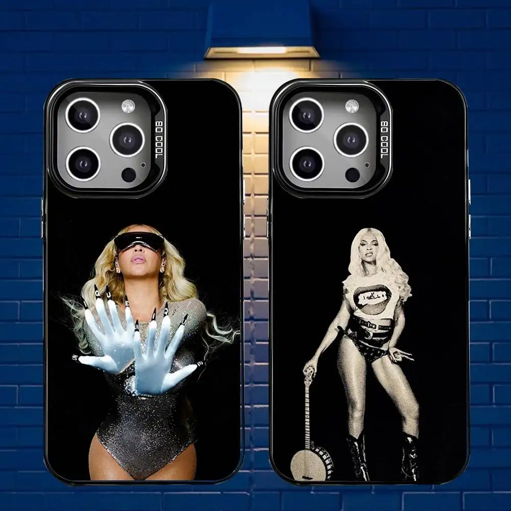 

B-Beyonce COWBOY C-CARTER Phone Case For iPhone 16,15,14,13,12,11,Mini,Pro,E,MAX Gray Matte Silicone Black Cover