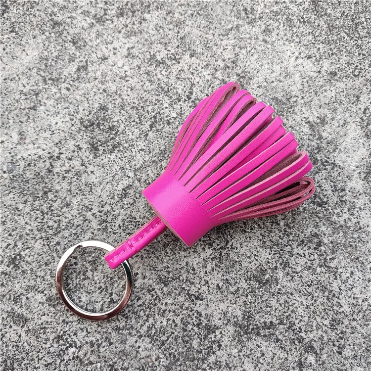 Candy Color Small Grass Skirt Sheepskin Fringe Car Key Ring  Keychain Female Bag Pendant Hanging Jewelry Gift